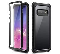 Dexnor Compatible with Samsung Galaxy S10 Case 360 Full Body Protection Cover Shockproof Bumper, Crystal Clear Anti-Scratch Clear Ultra-Thin Back Panel, with Built-in Screen Protector - Black