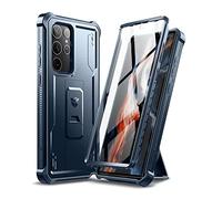 Dexnor Compatible with Samsung Galaxy S22 Ultra 5G Case with Built-in Screen Protector Military-Grade 360 Full Body Shockproof Bumper Protection Cover with Stand - Navy Blue