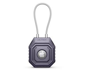 DEXNOR for AirTag Holder Case with Steel Wire Cable, Anti-Lost Locking Protective Cover for Apple AirTag GPS Tracker Cases Finder Accessories, Purple