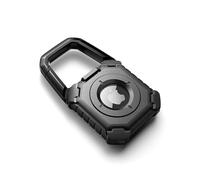 Dexnor for Apple AirTag Holder Air Tag Case with Carabiner & Locking Design, Shockproof Anti-scratch TPU Cases Holders with Open Face & Raised Edge for AirTag Accessory for Keys, Pets, Luggage Black