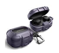 Dexnor for Bose QuietComfort Earbuds Case with Drop-proof Lock, Shockproof Rugged Bumper Cases Protective Cover with Carabiner & Keyring & Cleaner Kit for Bose QuietComfort Earbuds 2024 - Purple