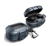 Dexnor for Bose QuietComfort Earbuds Case with Drop-proof Lock, Shockproof Rugged Bumper Cases Protective Cover with Carabiner & Keyring & Cleaner Kit for Bose QuietComfort Earbuds 2024 - Blue