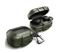 Dexnor for Bose QuietComfort Earbuds Case with Drop-proof Lock, Shockproof Rugged Bumper Cases Protective Cover with Carabiner & Keyring & Cleaner Kit for Bose QuietComfort Earbuds 2024 - Green