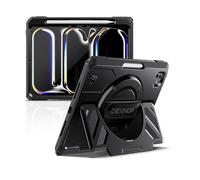 Dexnor for iPad Pro 11 inch Case M5 2025/M4 2024, Rugged Protective Case with 360° Rotating Hand Strap & Large Steady Stand & Screen Protector & Pencil Holder Shockproof Full-Body Bumper Cover, Black
