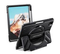 Dexnor for iPad Pro 11 inch Case M5 2025/M4 2024, Rugged Protective Case with 360° Rotating Hand Strap & Large Steady Stand & Screen Protector & Pencil Holder Shockproof Full-Body Bumper Cover, Black