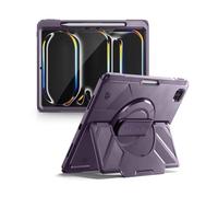 Dexnor for iPad Pro 13 inch Case M5 2025/M4 2024, Rugged Protective Case with 360° Rotating Hand Strap & Large Steady Stand & Screen Protector & Pencil Holder Shockproof Full-Body Bumper Cover,Purple
