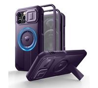 Dexnor for iPhone 12 & 12 Pro Magnetic Case With Slide Camera Cover & Adjustable Kickstand & Built-in Screen Protector, Rugged Shockproof Bumper Cases Heavy-duty Cover - Phantom Purple