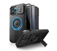 Dexnor for iPhone 12 Pro Max/13 Pro Max Case with Slide Camera Cover & Adjustable Kickstand & Privacy Screen Protector, Compatible with MagSafe Rugged Shockproof Bumper Case - Black