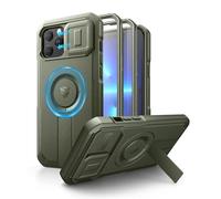 Dexnor for iPhone 12 Pro Max & 13 Pro Max Magnetic Case With Slide Camera Cover & Adjustable Kickstand & Built-in Screen Protector, Rugged Shockproof Bumper Cases Heavy-duty Cover - Military Green