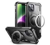 Dexnor for iPhone 13/14 Case Compatible for MagSafe[Built in Screen Protector and Kickstand]，Heavy Duty Military Grade Protection Shockproof Protective Cover for iPhone 13/14 - Black