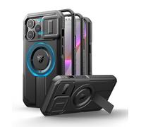 Dexnor for iPhone 13 Pro Magnetic Case With Slide Camera Cover & Adjustable Kickstand & Built-in Screen Protector, Rugged Shockproof Bumper Cases Heavy-duty Cover - Night Black