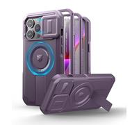 Dexnor for iPhone 13 Pro Magnetic Case With Slide Camera Cover & Adjustable Kickstand & Built-in Screen Protector, Rugged Shockproof Bumper Cases Heavy-duty Cover - Phantom Purple