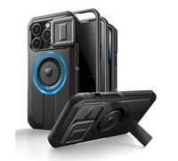 Dexnor for iPhone 14 Pro Case with Slide Camera Cover & Adjustable Kickstand & Privacy Screen Protector, Compatible with MagSafe Rugged Shockproof Bumper Case & Mangetic Protective Cover - Black