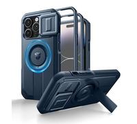 Dexnor for iPhone 14 Pro Magnetic Case With Slide Camera Cover & Adjustable Kickstand & Built-in Screen Protector, Rugged Shockproof Bumper Cases Heavy-duty Cover - Navy Blue