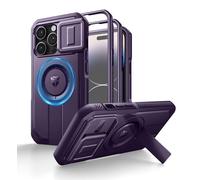 Dexnor for iPhone 14 Pro Magnetic Case With Slide Camera Cover & Adjustable Kickstand & Built-in Screen Protector, Rugged Shockproof Bumper Cases Heavy-duty Cover - Phantom Purple