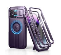 Dexnor for iPhone 14 Pro Max Magnetic Case With Slide Camera Cover & Adjustable Kickstand & Built-in Screen Protector, Rugged Shockproof Bumper Cases Heavy-duty Cover - Phantom Purple