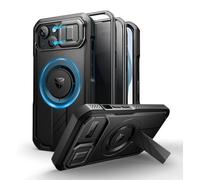 Dexnor for iPhone 15 Case with Slide Camera Cover & Adjustable Kickstand & Privacy Screen Protector, Compatible with MagSafe Rugged Shockproof Bumper Case & Mangetic Protective Cover - Black