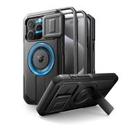 Dexnor for iPhone 15 Pro Magnetic Case With Slide Camera Cover & Adjustable Kickstand & Built-in Screen Protector, Rugged Shockproof Bumper Cases Heavy-duty Cover - Night Black