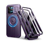 Dexnor for iPhone 15 Pro Max Magnetic Case With Slide Camera Cover & Adjustable Kickstand & Built-in Screen Protector, Rugged Shockproof Bumper Cases Heavy-duty Cover - Phantom Purple