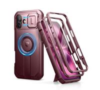 Dexnor for iPhone 16 Plus Magnetic Case With Slide Camera Cover & Adjustable Kickstand & Built-in Screen Protector, Rugged Shockproof Bumper Cases Heavy-duty Cover - Wine Red
