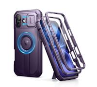 Dexnor for iPhone 16 Plus Magnetic Case With Slide Camera Cover & Adjustable Kickstand & Built-in Screen Protector, Rugged Shockproof Bumper Cases Heavy-duty Cover - Phantom Purple