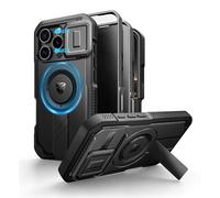 Dexnor for iPhone 16 Pro Case with Slide Camera Cover & Adjustable Kickstand & Privacy Screen Protector, Compatible with MagSafe Rugged Shockproof Bumper Case & Mangetic Protective Cover - Black