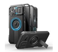 Dexnor for iPhone 16 Pro Max Case with Slide Camera Cover & Adjustable Kickstand & Privacy Screen Protector, Compatible with MagSafe Rugged Shockproof Bumper Case & Mangetic Protective Cover - Black