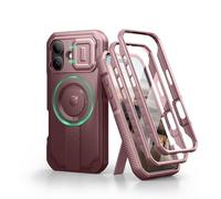 Dexnor for iPhone 17 Case with Slide Camera Cover & Adjustable Kickstand & Built-in Screen Protector, Rugged Shockproof Bumper Cases Heavy-duty Magnetic Protective Cover - Wine Red