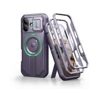 Dexnor for iPhone 17 Case with Slide Camera Cover & Adjustable Kickstand & Built-in Screen Protector, Rugged Shockproof Bumper Cases Heavy-duty Magnetic Protective Cover - Phantom Purple