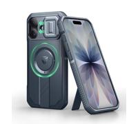 Dexnor for iPhone 17 Case with Slide Camera Cover & Adjustable Kickstand, Compatible with MagSafe, Rugged Shockproof Bumper Cases Heavy-duty Magnetic Protective Cover, No Screen Film- Blue