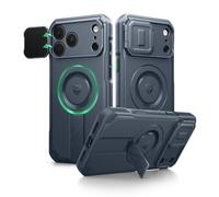 Dexnor for iPhone 17 Pro Max Case with Foldable Camera Cover & Adjustable Kickstand, Compatible with MagSafe, Rugged Shockproof Bumper Cases Heavy-duty Magnetic Protective Cover,No Screen Film-Blue
