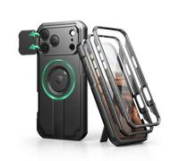 Dexnor for iPhone 17 Pro Max Case with Slide Camera Cover & Foldable Kickstand & Built-in Screen Protector, Rugged Shockproof Bumper Cases Heavy-duty Magnetic Protective Cover - Night Black
