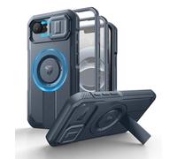 Dexnor for iPhone 16E Magnetic Case With Slide Camera Cover & Adjustable Kickstand & Built-in Screen Protector, Rugged Shockproof Bumper Cases Heavy-duty Cover - Navy Blue