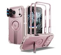 Dexnor for iPhone 18 Pro Max/17 Pro Max Case with Camera Cover & Kickstand & Screen Protector & 2 Front Frames with MagSafe, Rugged Shockproof Bumper Cases Magnetic Protective Case, Pink