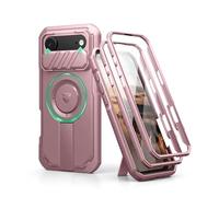 Dexnor for iPhone Air Case with Slide Camera Cover & Adjustable Kickstand & Built-in Screen Protector, Rugged Shockproof Bumper Cases Heavy-duty Magnetic Protective Cover - Pink