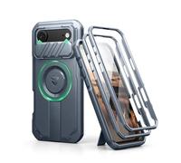 Dexnor for iPhone Air Case with Slide Camera Cover & Adjustable Kickstand & Built-in Screen Protector, Rugged Shockproof Bumper Cases Heavy-duty Magnetic Protective Cover - Navy Blue