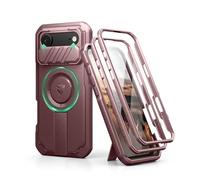 Dexnor for iPhone Air Case with Slide Camera Cover & Adjustable Kickstand & Built-in Screen Protector, Rugged Shockproof Bumper Cases Heavy-duty Magnetic Protective Cover - Wine Red