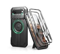 Dexnor for iPhone Air Case with Slide Camera Cover & Adjustable Kickstand & Built-in Screen Protector, Rugged Shockproof Bumper Cases Heavy-duty Magnetic Protective Cover - Night Black