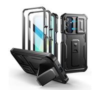 Dexnor for Samsung Galaxy A16 4g/5g Case with Built-in Slide Camera Cover & Screen Protector & Kickstand, Heavy-Duty Shockproof Rugged Case Full-Body Bumper Protective Cover for Galaxy A16 Black