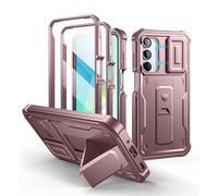 Dexnor for Samsung Galaxy A16 4g/5g Case with Built-in Slide Camera Cover & Screen Protector & Kickstand, Heavy-Duty Shockproof Rugged Case Full-Body Bumper Protective Cover for Galaxy A16 Pink