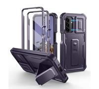 Dexnor for Samsung Galaxy A17 Case with Upgraded Slide Camera Cover & 2 Front Frames & Built-in Screen Protector & Kickstand, Heavy-duty Rugged Case Full-Body Shockproof Bumper Protective Cover