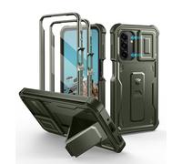 Dexnor for Samsung Galaxy A17 Case with Upgraded Slide Camera Cover & 2 Front Frames & Built-in Screen Protector & Kickstand, Heavy-duty Rugged Case Full-Body Shockproof Bumper Protective Cover Green