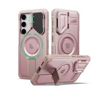 Dexnor for Samsung Galaxy S24 Case, Built-in Magnets, Pink | Camera Cover, Kickstand, Rugged Shockproof Protective Cover, Magnetic Bumper Cases,No Screen Film Case