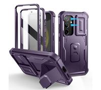 Dexnor for Samsung Galaxy S24 Case with Built-in Slide Camera Cover & Screen Protector & Kickstand, Heavy-Duty Shockproof Rugged Case Full-Body Bumper Protective Cover for Galaxy S24 - Purple
