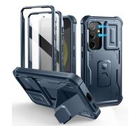 Dexnor for Samsung Galaxy S24 Case with Built-in Slide Camera Cover & Screen Protector & Kickstand, Heavy-Duty Shockproof Rugged Case Full-Body Bumper Protective Cover for Galaxy S24 - Blue