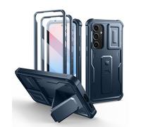 Dexnor for Samsung Galaxy S24 FE Case with Built-in Slide Camera Cover & Screen Protector & Kickstand, Heavy-Duty Shockproof Rugged Case Full-Body Bumper Protective Cover for S24 FE - Blue
