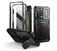 Dexnor for Samsung Galaxy S24 Plus Case with Built-in Slide Camera Cover & Screen Protector & Kickstand, Heavy-Duty Shockproof Rugged Case Full-Body Bumper Protective Cover for S24 Plus - Black