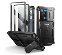 Dexnor for Samsung Galaxy S24 Ultra Case with Built-in Slide Camera Cover & Screen Protector & Kickstand, Heavy-Duty Shockproof Rugged Case Full-Body Bumper Protective Cover for S24 Ultra - Black