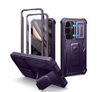 Dexnor for Samsung Galaxy S25 Case with Built-in Slide Camera Cover & Screen Protector & Kickstand, Heavy-Duty Shockproof Rugged Case Full-Body Bumper Protective Cover - Purple