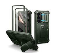 Dexnor for Samsung Galaxy S25 Case with Built-in Slide Camera Cover & Screen Protector & Kickstand, Heavy-Duty Shockproof Rugged Case Full-Body Bumper Protective Cover - Green